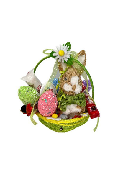 velve Καλά Πάσχα καλάθι, με λαγουδάκι και διακοσμητικά αυγά, ποικιλία γλυκών,...