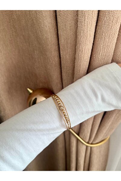 Tasarım Rose Gold Kaplama Tek Sıra Taş Detaylı Elegant Bileklik