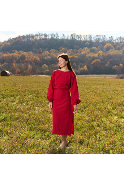 Nuvola slow fashion Long cotton dress Rouge