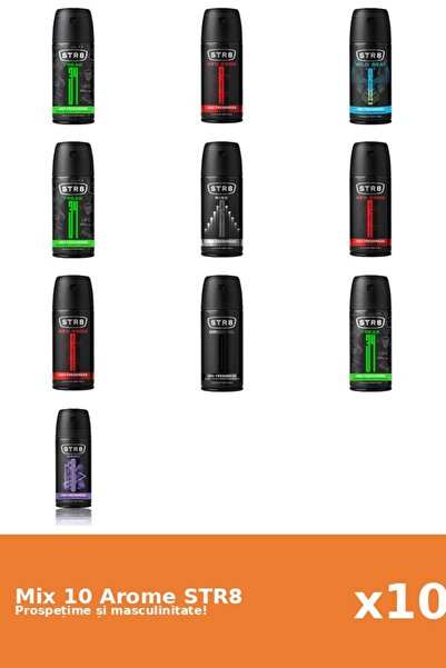 str8 Set 10 Mix STR8: 3x FR34K, 1x Joc, 1x Original, 3x Cod Roșu, 1x Rise, 1x...