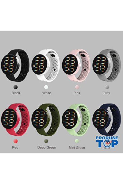 QUARTZ Watch with round digital dial and adjustable white silicone strap CDQZ111