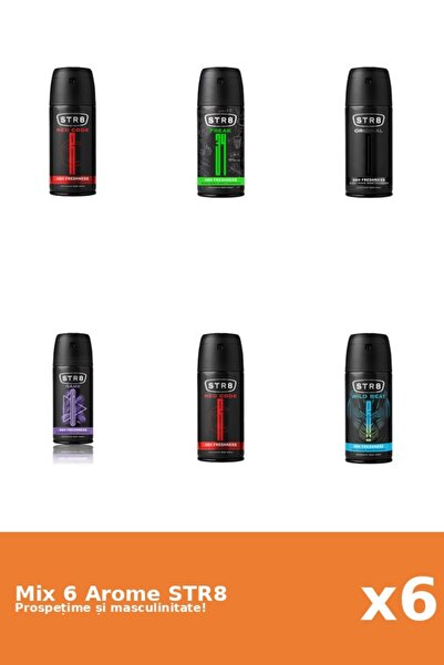 str8 Set 6 Mix STR8: 1x FR34K, 1x Joc, 1x Original, 2x Cod Roșu, 1x Wild Beat