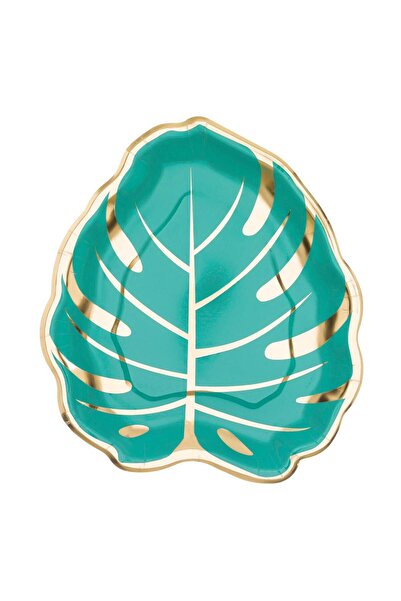 OEM Farfurii de Petrecere Frunze Tropicale Verzi 24x22cm - 6buc