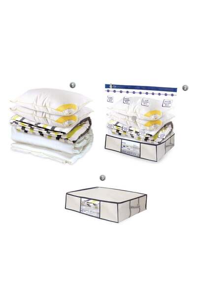 OEM Set Sac de Depozitare cu Vid & Husa Gri 70x105x50cm