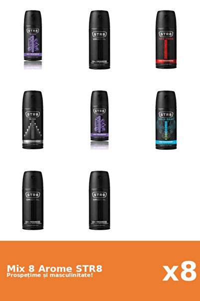 str8 Set 8 Mix STR8: 2x Joc, 3x Original, 1x Cod Roșu, 1x Rise, 1x Wild Beat