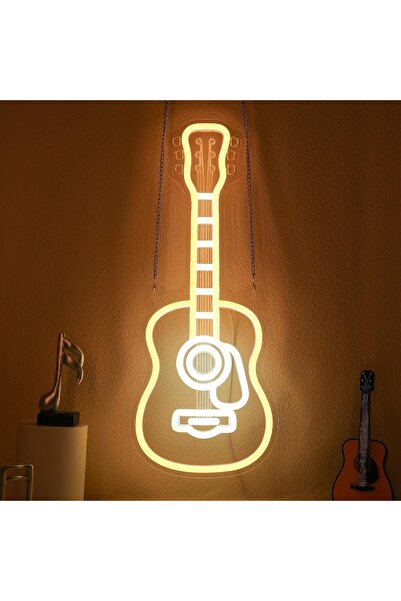 Slasa Acoustic Guitar LED Neon Sign 16x41 cm Wall Light for Music Room