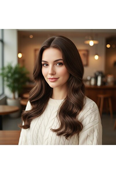 Handmade fiber tül peruk acık kahve ısıya dayanıklı doğal dalgalı 1.sınıf