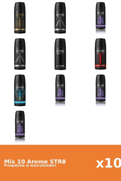 str8 Set 10 Mix STR8: 1x Înainte, 4x Joc, 1x Original, 1x Cod Roșu, 2x Ascens...