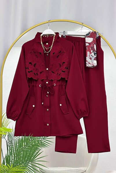 VOLT CLOTHİNG Set din două piese cu detalii din dantelă și pantaloni