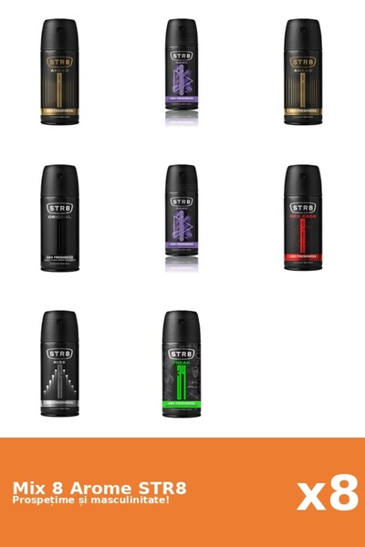 str8 Set 8 Mix STR8: 2x Înainte, 1x FR34K, 2x Joc, 1x Original, 1x Cod Roșu, ...