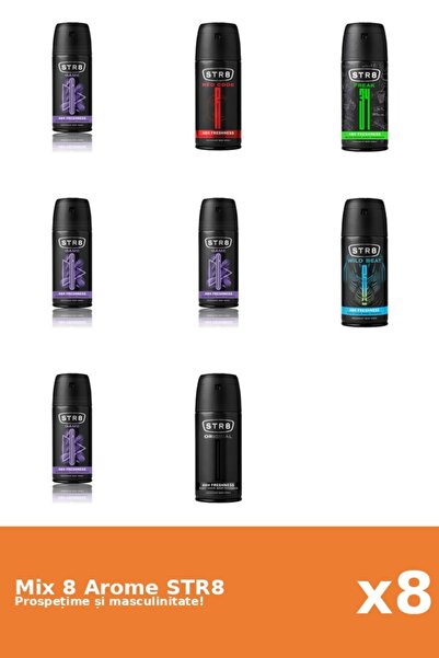 str8 Set 8 Mix STR8: 1x FR34K, 4x Joc, 1x Original, 1x Cod Roșu, 1x Wild Beat