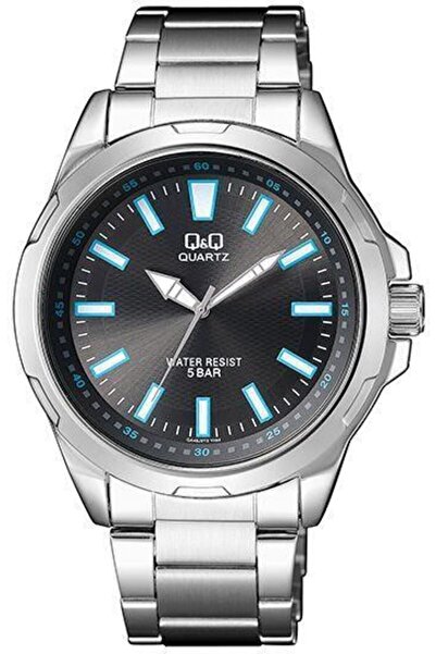 Q&Q Erkek Siyah Kadran Gümüş Kasa Gümüş Metal Kordon Kol Saati 2 Yıl Garantili