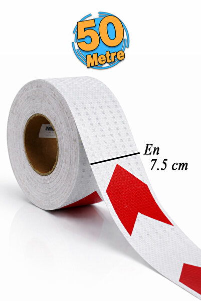 Badem10 شريط لاصق عاكس للضوء بطول 7.5 سم (50 متر) باللونين الأحمر والأبيض على...