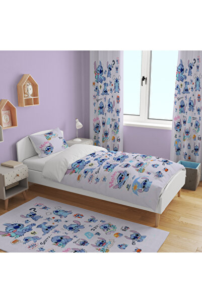EVSEHOMES LİLA Stich KİŞİYE ÖZEL TAM TAKIM (FON PERDE 70X260 İKİ KANAT - YATA...