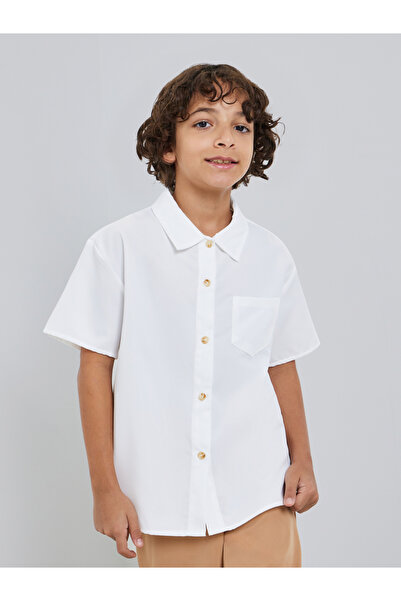 Styli Boys White Short Sleeve Shirt