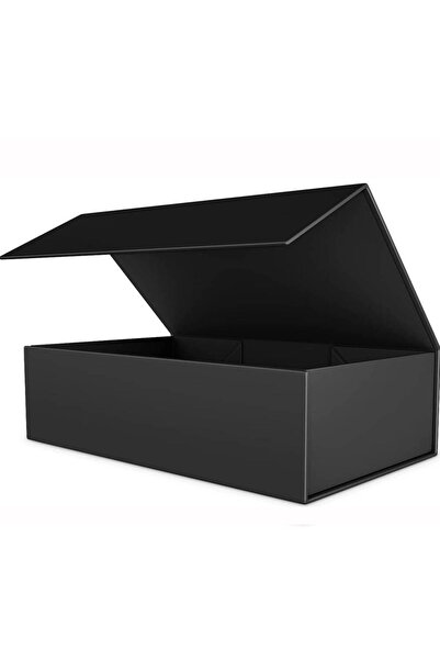 choice2 صندوق هدايا أسود بغطاء، قابل للطي، بأبعاد 26.5 × 18 × 7.5 سم، قطعة وا...