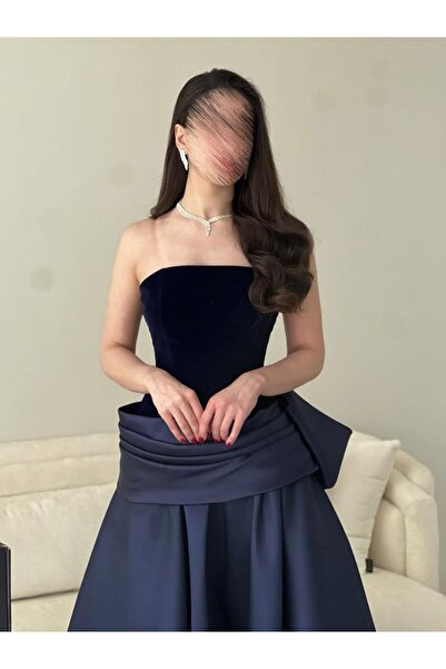 TARFA فستان سهرة استثنائي باللون الكحلي الملكي (