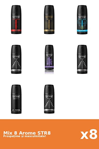 str8 Set 8 Mix STR8: 1x Înainte, 1x Joc, 1x Original, 1x Cod Roșu, 3x Ascensi...