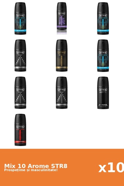str8 Set 10 Mix STR8: 1x Înainte, 1x Joc, 1x Original, 1x Cod Roșu, 3x Ascens...