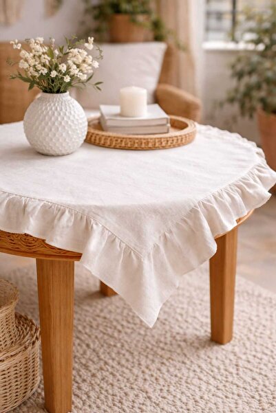 DDHOME Ruffled Linen 80X80 Fiskos Runner Bohemian Tablecloth