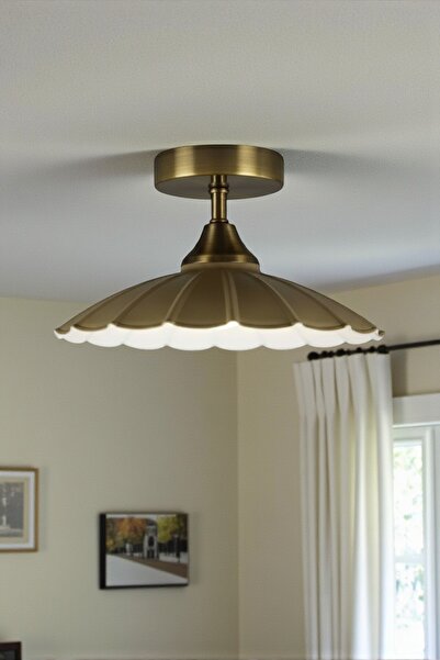 Bamyum Metal Risso Zeytin Yeşili Avize Piramit Plafonyer Başlık Tekli Rustik ...