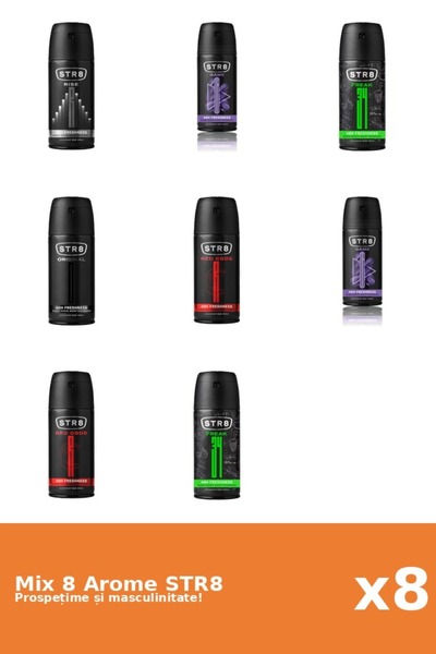 str8 Set 8 Mix STR8: 2x FR34K, 2x Joc, 1x Original, 2x Cod Roșu, 1x Rise