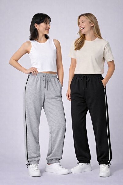 Karatopak 2θέσιο Πακέτο Harajuku Zip Detail Tracksuit Oversize Παντελόνι Εφίδ...