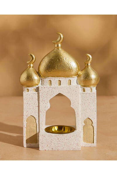 REDTAG White And Gold Tea-Light And Bakhoor Mosque Décor