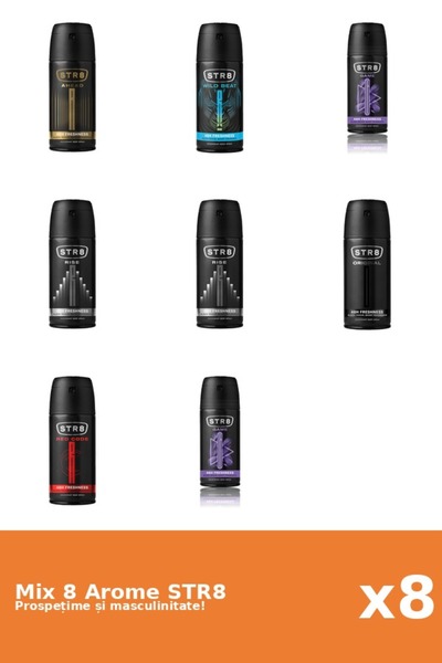 str8 Set 8 Mix STR8: 1x Înainte, 2x Joc, 1x Original, 1x Cod Roșu, 2x Ascensi...