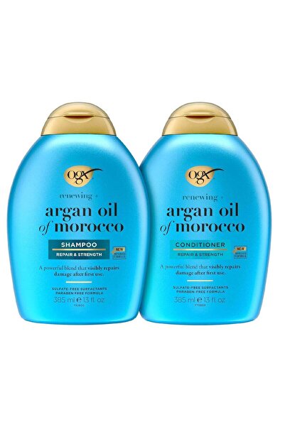OGX شامبو وبلسم بزيت الأرغان المغربي فائق القوة لترطيب وتجديد الشعر، خالٍ من ...