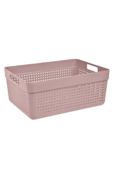 OEM Powder Pink Plastic Storage Basket with Handles 10l