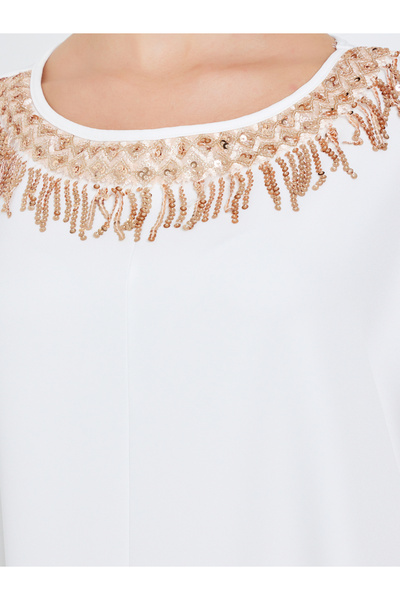 Styli Women White Embellished Batwing Sleeve Kaftan