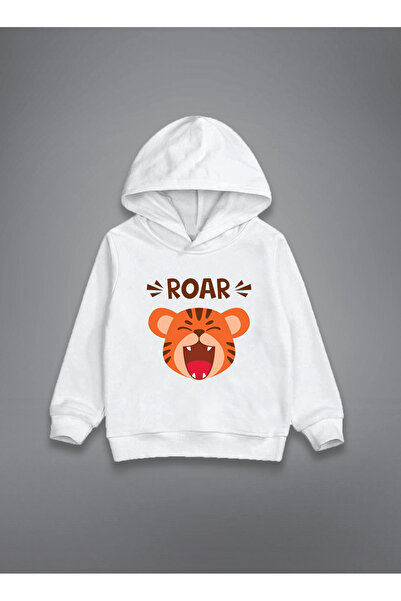 MODA Aslan cu imprimeu Hanorac alb cu glugă pentru copii tricou