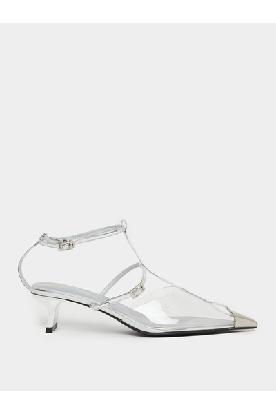 Styli Women Silver Kitten Heel Pumps