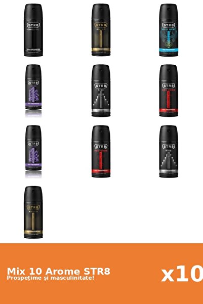 str8 Set 10 Mix STR8: 2x Înainte, 2x Joc, 1x Original, 2x Cod Roșu, 2x Ascens...