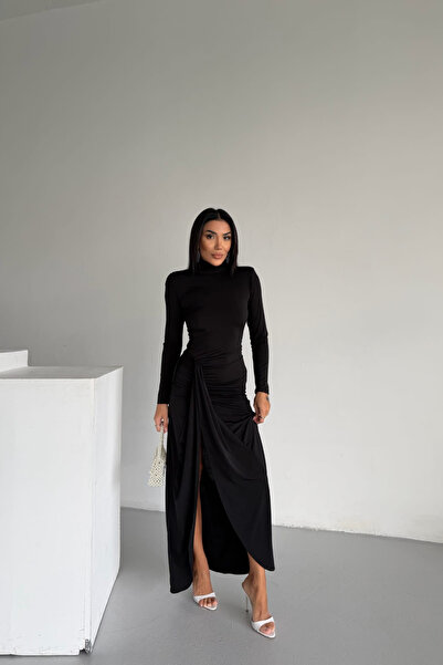 Sorridi Rochie Sandy cu guler înalt, căptușită și cu drapat fante