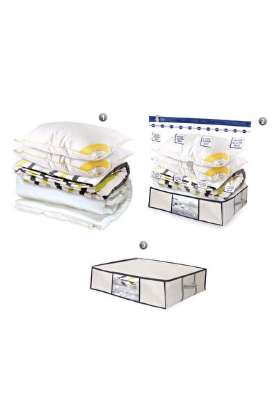 OEM Set Sac de Depozitare cu Vid & Husa Gri 100x105x50cm