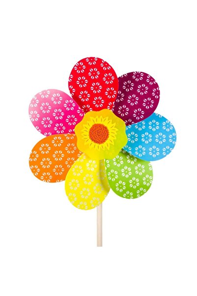 OEM Moara de Vant cu Betisor din Lemn Multicolora 56cm