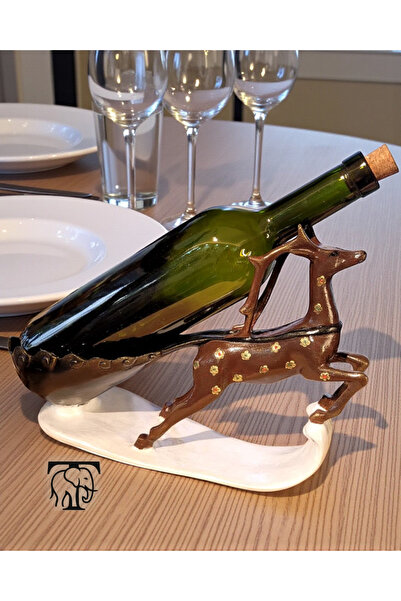 Turapia Design Geyik Figürlü El Boyaması Tasarım Polyester Şaraplık Şişe Tutu...
