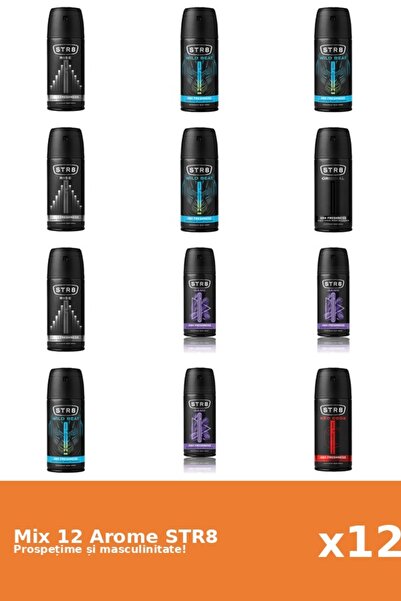 str8 Set 12 Mix STR8: 3x Joc, 1x Original, 1x Cod Roșu, 3x Rise, 4x Wild Beat