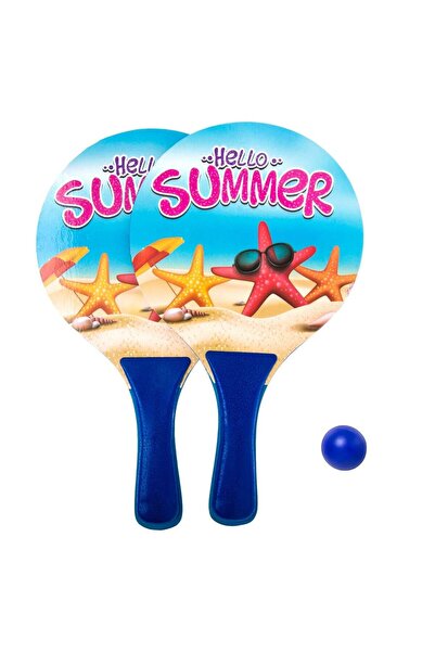 OEM Ξύλινες Ρακέτες Θαλάσσης για Παιδιά "Hello Summer" & Μπάλα 33εκ.