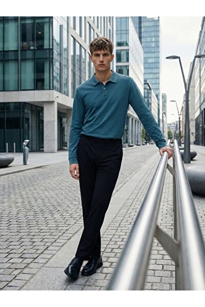 Ltb Μαύρο υφασμάτινο παντελόνι με ίσια μπατζάκια