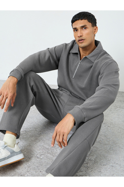 Styli Men Grey Sweatshirt and Joggers Co-Ords