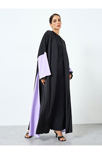 Take Two By Styli Women Contrast Color Block Long Sleeve Abaya