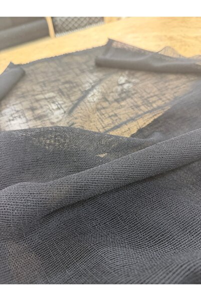 METERİAL قماش ستائر شبكي عصري - عرض 150 سم - ستارة تول سوداء/أنثراسايت