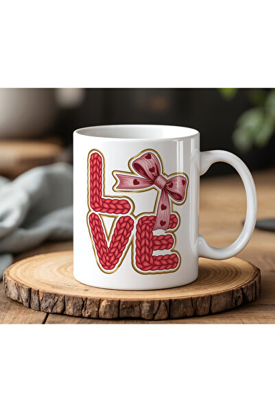 BB TRADE White Ceramic Printed Mug with Love Written and Valentine's Day Them...
