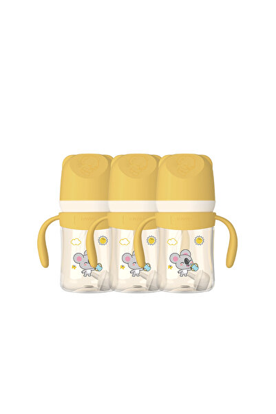 Aiwibi baby feeding bottle 240ml Yellow-pack of 3