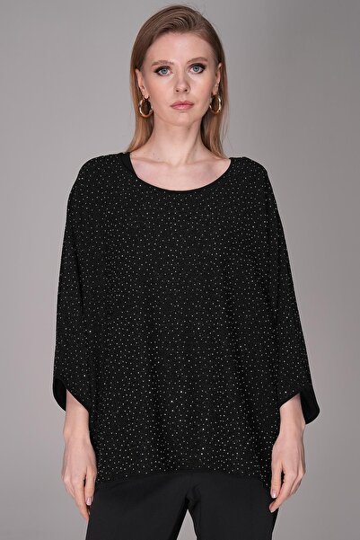 Journey Kayık Yaka-Taşlı Yarasa Kol, Bluz