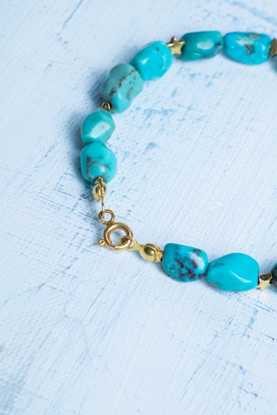 Deniz Doğal Taş Certified Star and Shell Turquoise Natural Stone Bracelet