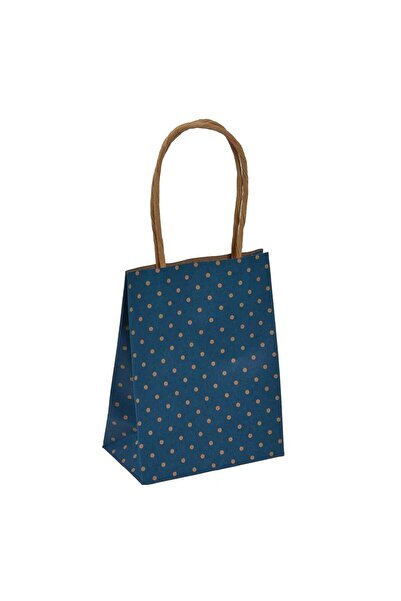 OEM Punga pentru Cadou Kraft Albastra Buline Maro 11x6x14cm